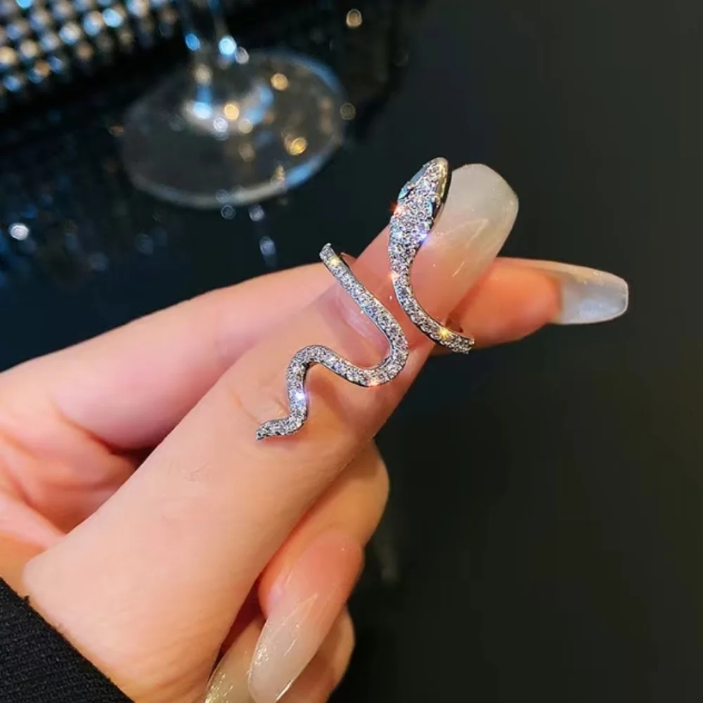 Rhinestone Snake Ring Adjustable